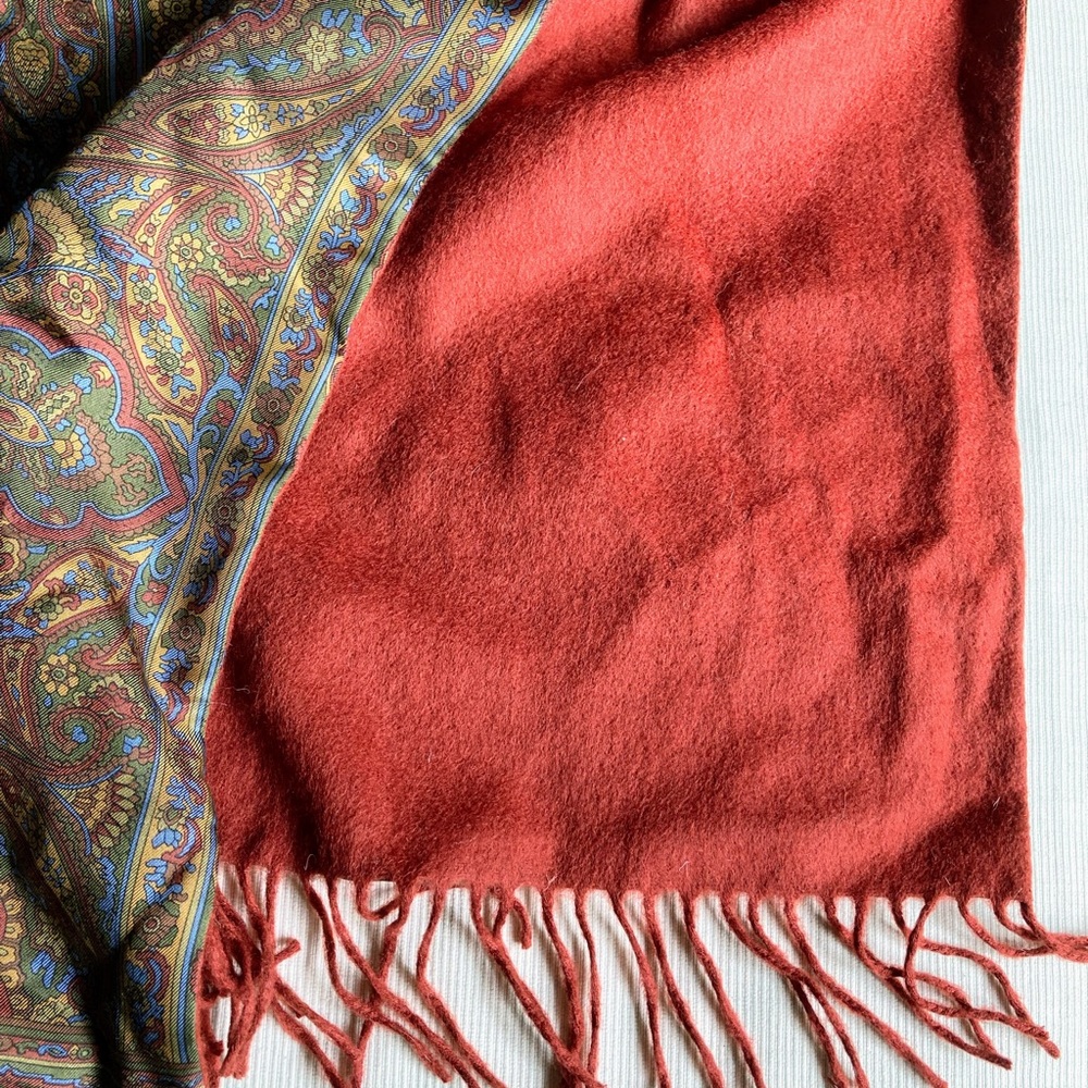 PIERRE BALMAIN Vintage Scarf in Maroon/Multicolor Paisley, VGUC - Picture 12 of 16
